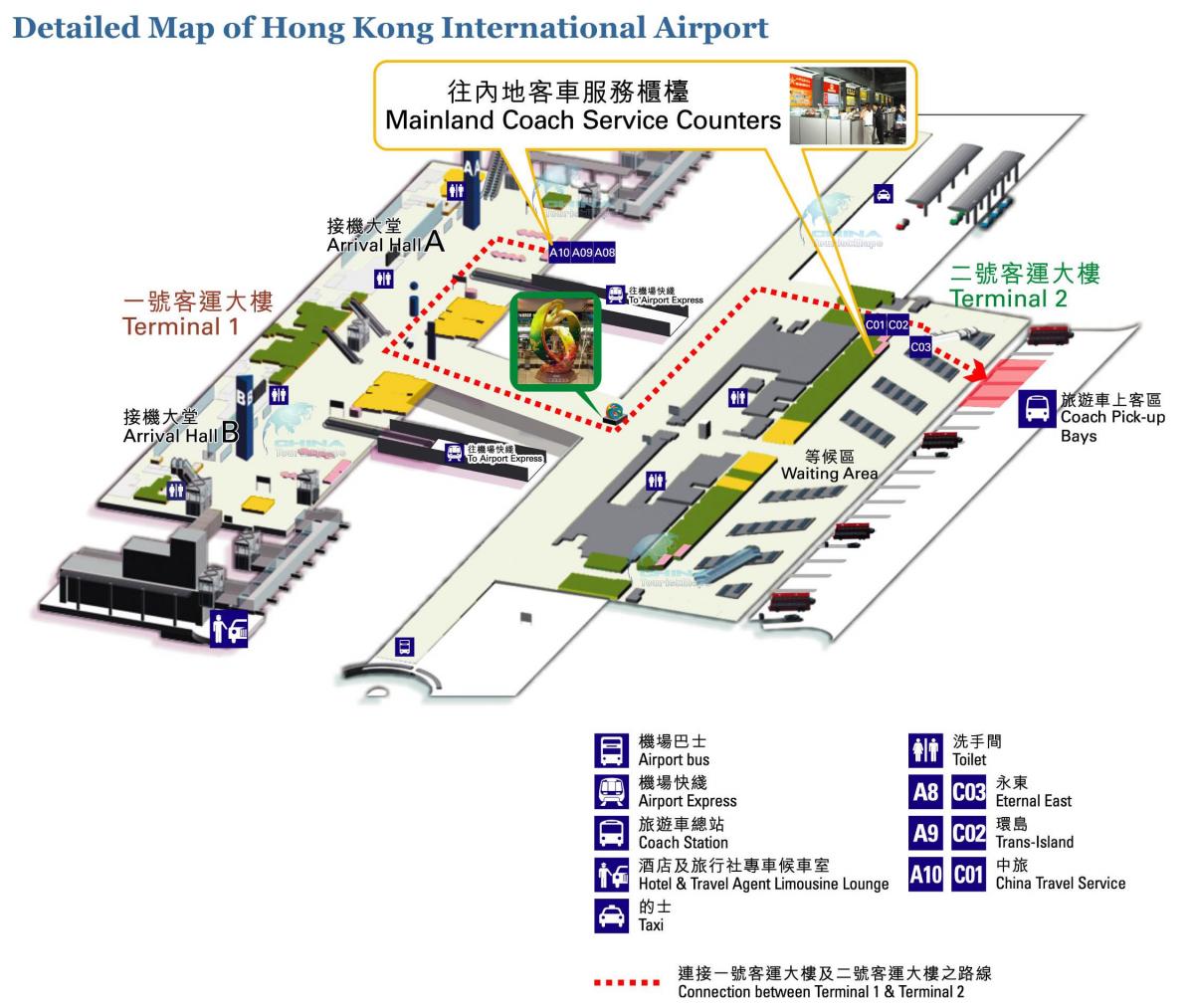 Аеродром Хонг конга на мапи