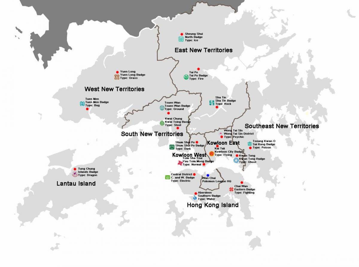 карта Хонг конга подручја