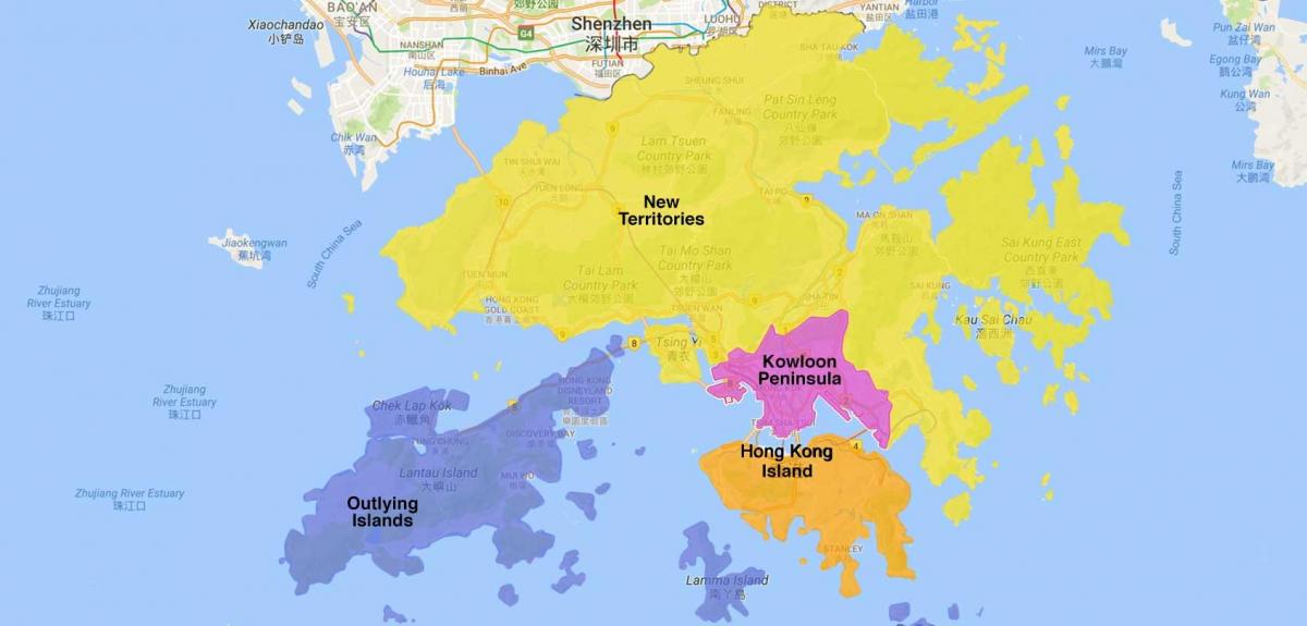 карта дистрикта Хонг конг