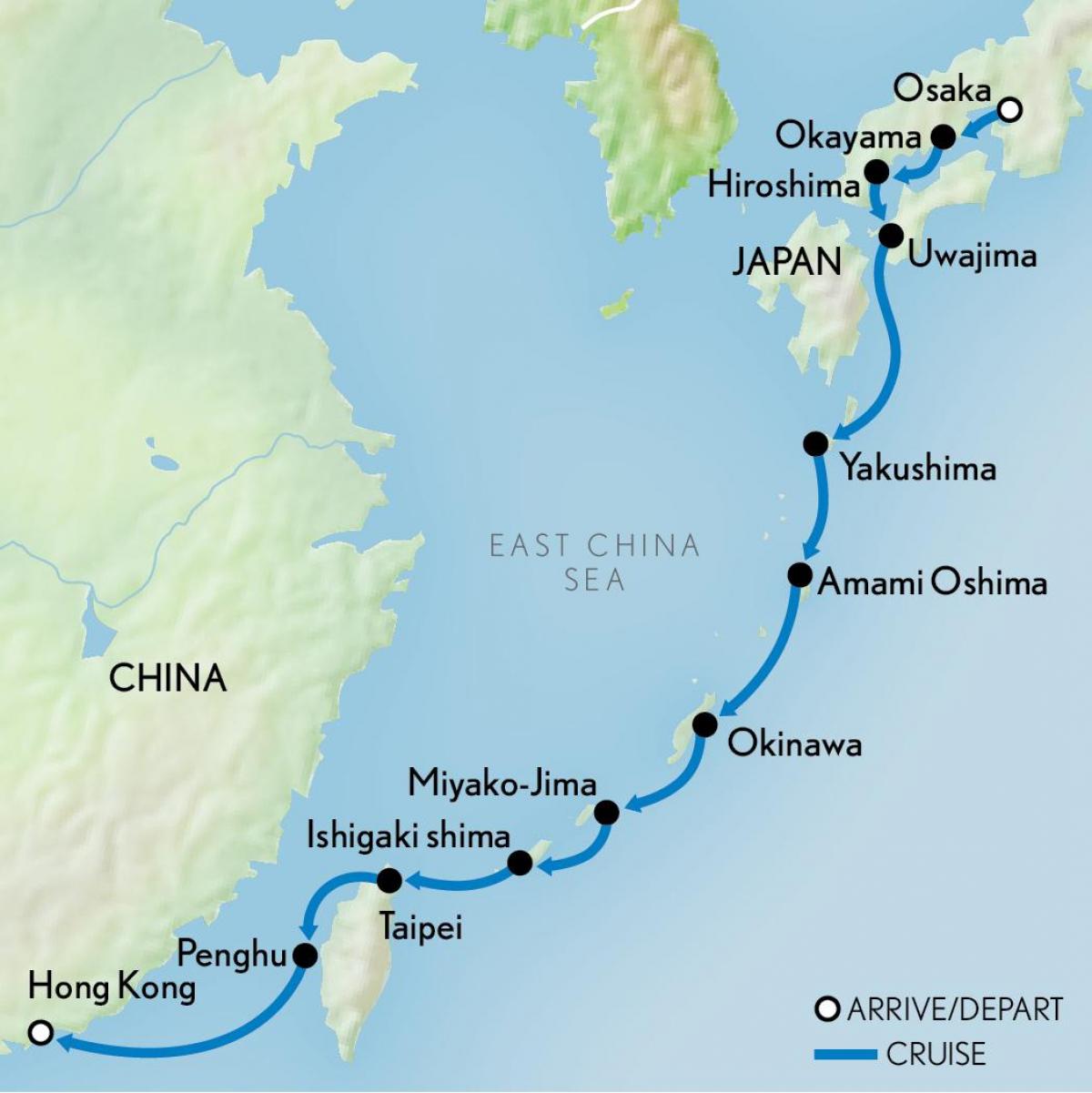 карта Хонг конг и Јапан