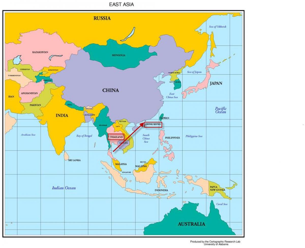 Хонг конг на мапи Азије